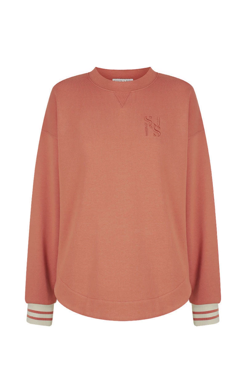 Shona Joy SJ LOGO CURVED HEM JUMPER - RHUBARB 1 Shona Joy SJ LOGO CURVED HEM JUMPER - RHUBARB