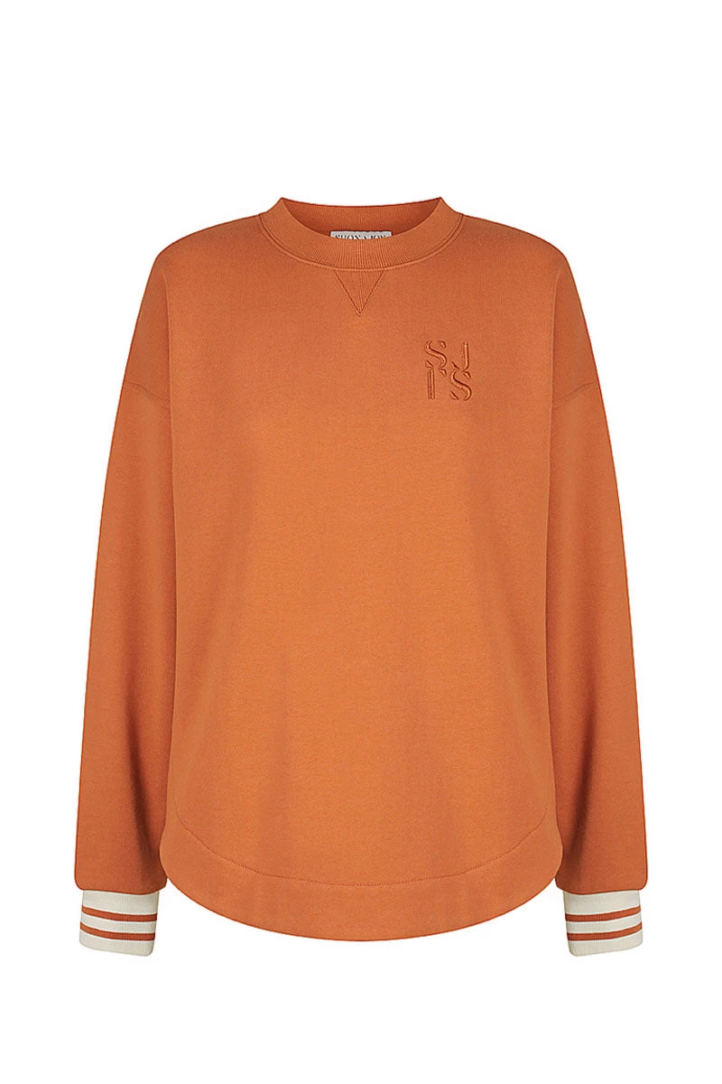Shona Joy TOPS SJ LOGO CURVED HEM JUMPER - TURMERIC 1 Shona Joy TOPS SJ LOGO CURVED HEM JUMPER - TURMERIC