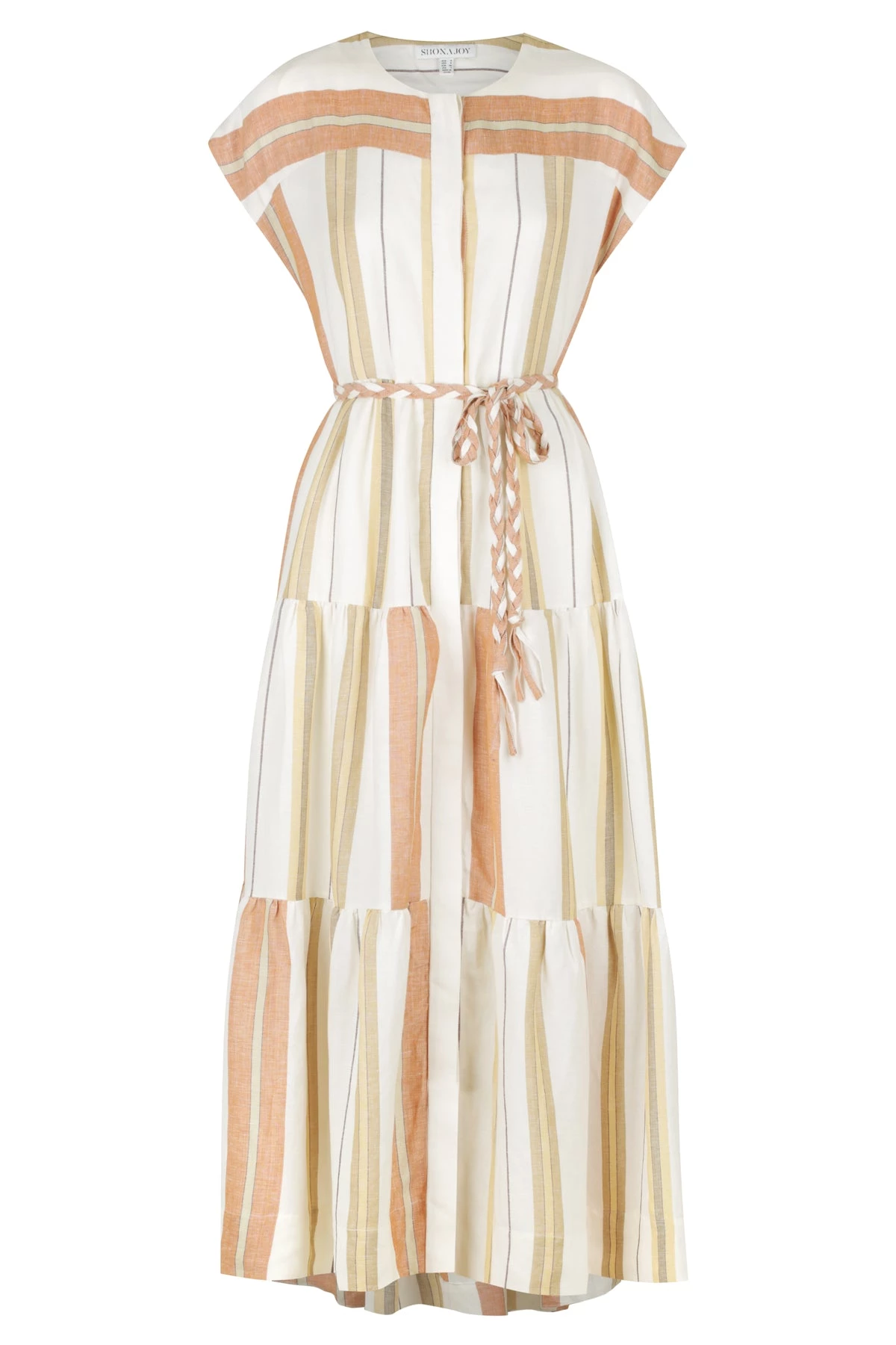 Shona Joy SUZANA LINEN SHORT SLEEVE TIERED MIDI DRESS DRESSES 1 Shona Joy SUZANA LINEN SHORT SLEEVE TIERED MIDI DRESS DRESSES