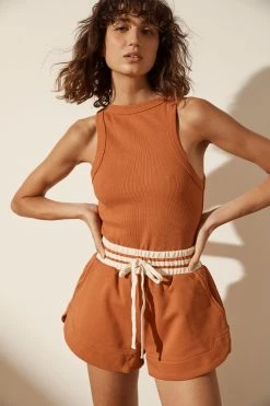 Shona Joy KNITWEAR SJ CURVED HEM SHORT - TURMERIC 9 Shona Joy KNITWEAR SJ CURVED HEM SHORT - TURMERIC