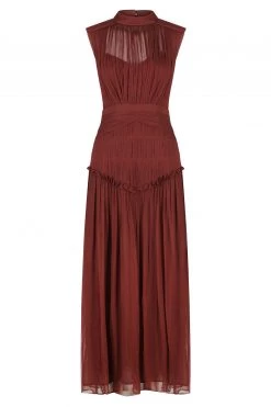 Shona Joy SAFIRA HIGH NECK MIDI DRESS - SANGRIA BEST SELLERS