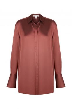 Shona Joy TOPS THALIA TUXEDO SHIRT - SANGRIA