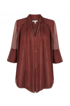 Shona Joy BEST SELLERS SAFIRA BUTTON UP BLOUSE - SANGRIA
