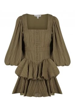 Shona Joy MILA SQUARE NECK MINI DRESS - CUMIN DRESSES