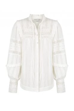 Shona Joy BEST SELLERS LUCIA BALLOON SLEEVE FRILL SHIRT - IVORY