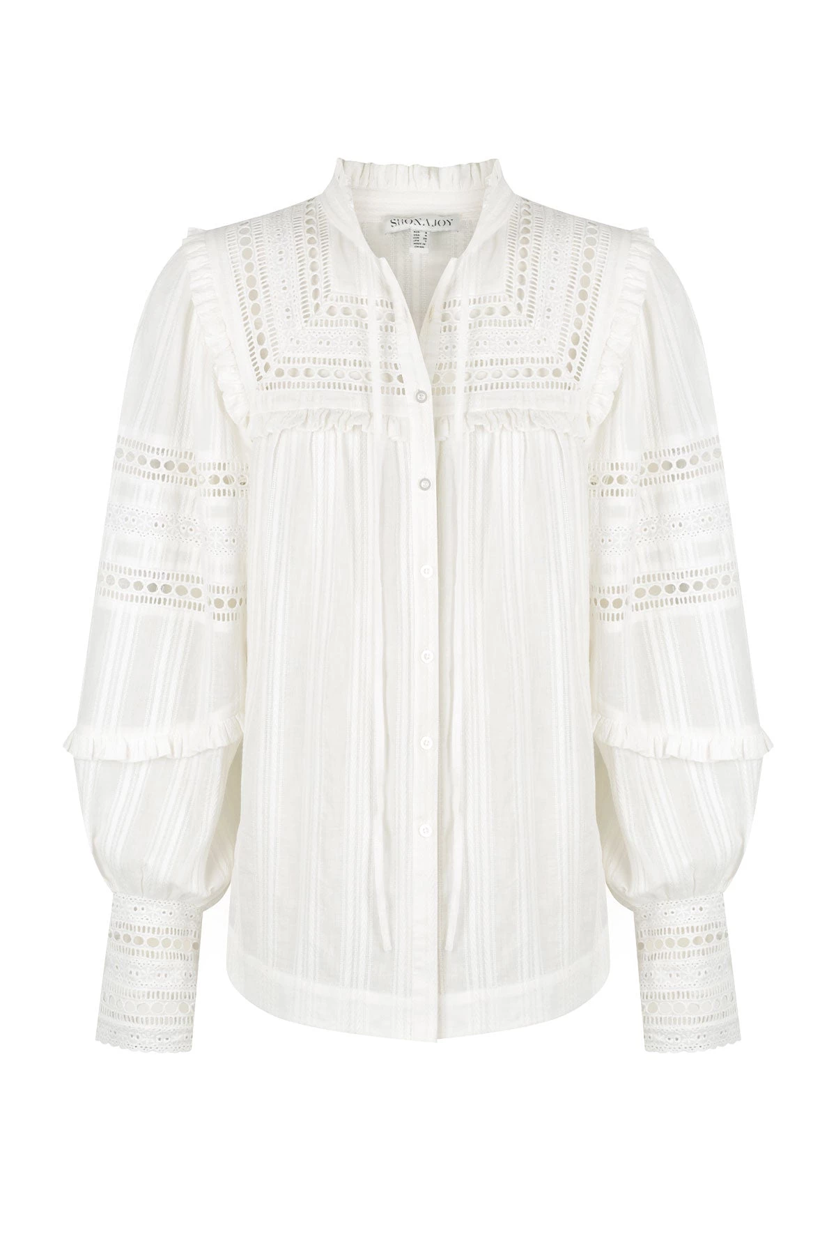 Shona Joy BEST SELLERS LUCIA BALLOON SLEEVE FRILL SHIRT - IVORY 1 Shona Joy BEST SELLERS LUCIA BALLOON SLEEVE FRILL SHIRT - IVORY