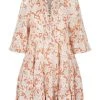 Shona Joy DRESSES FLOR LINEN BALLOON SLEEVE PIN TUCK TIERED MINI DRESS