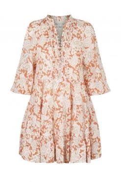 Shona Joy DRESSES FLOR LINEN BALLOON SLEEVE PIN TUCK TIERED MINI DRESS