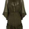 Shona Joy DRESSES SAFIRA BUTTON UP RUCHED MINI DRESS - OLIVE