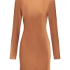 Shona Joy DRESSES LA LUNE LONG SLEEVE BACKLESS MINI DRESS - COPPER