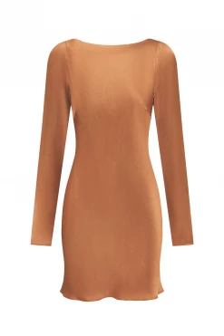 Shona Joy DRESSES LA LUNE LONG SLEEVE BACKLESS MINI DRESS - COPPER