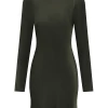 Shona Joy GIORGIA LONG SLEEVE BACKLESS MINI DRESS - FOREST BEST SELLERS