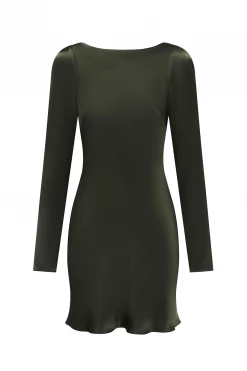 Shona Joy GIORGIA LONG SLEEVE BACKLESS MINI DRESS - FOREST BEST SELLERS