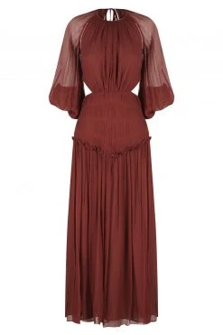 Shona Joy SAFIRA CUT OUT BACKLESS MIDI DRESS - SANGRIA DRESSES