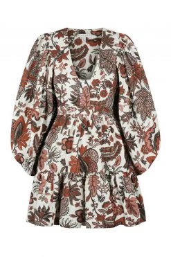 Shona Joy CATALINA PLUNGED BALLOON SLEEVE MINI DRESS