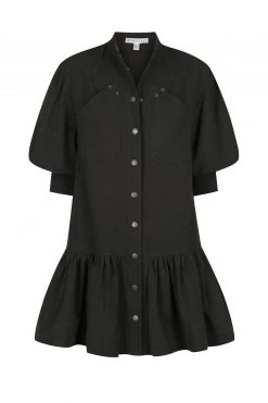 Shona Joy PRISCILA HIGH NECK UTILITY MINI DRESS - COAL