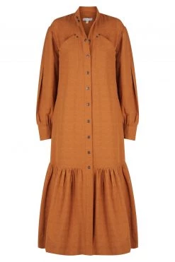 Shona Joy DRESSES PRISCILA HIGH NECK UTILITY MIDI DRESS - TURMERIC