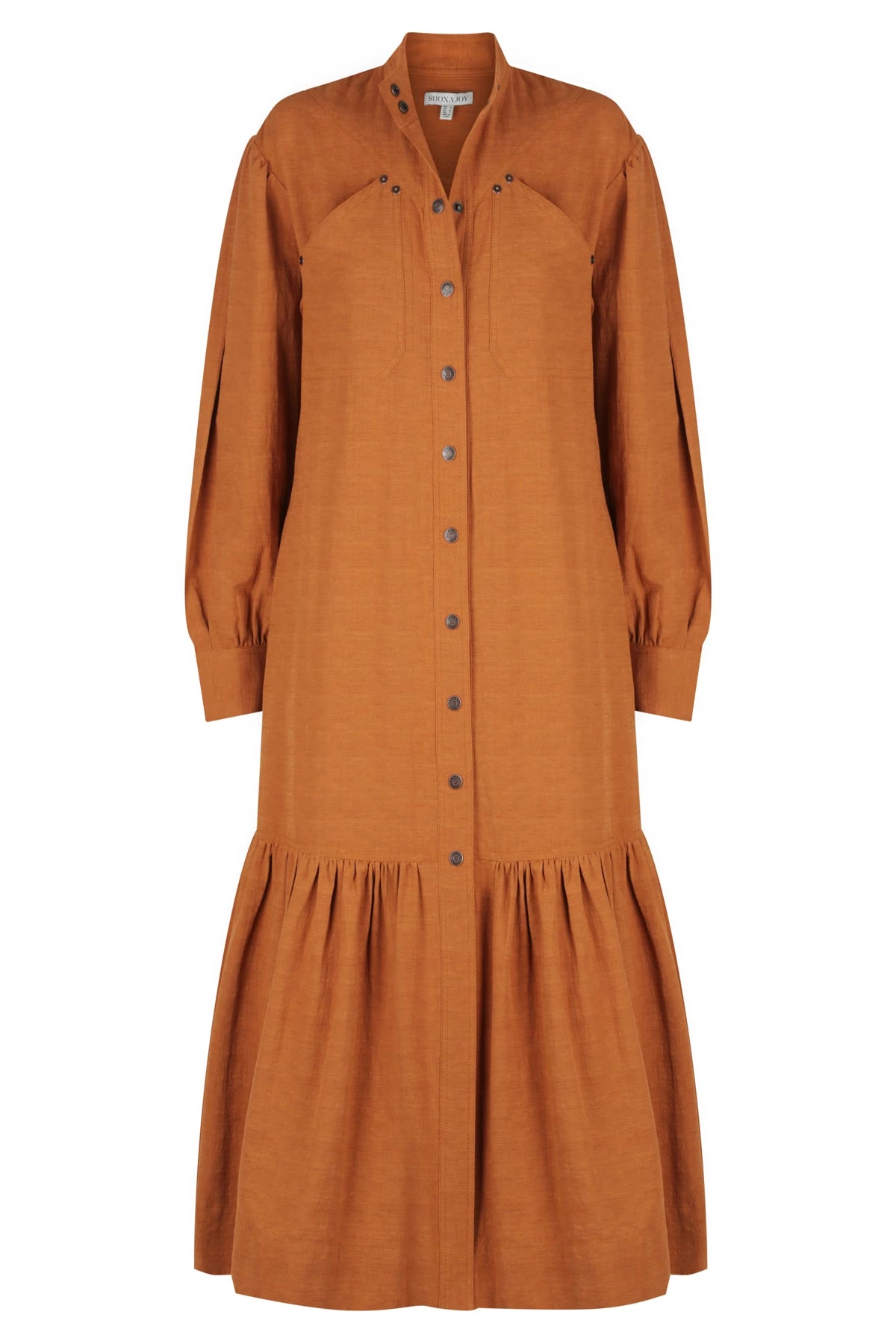 Shona Joy DRESSES PRISCILA HIGH NECK UTILITY MIDI DRESS - TURMERIC 1 Shona Joy DRESSES PRISCILA HIGH NECK UTILITY MIDI DRESS - TURMERIC