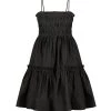 Shona Joy DRESSES BRUNA LINEN SHIRRED TIERED MINI DRESS - BLACK