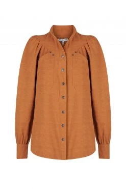 Shona Joy TOPS PRISCILA HIGH NECK UTILITY SHIRT - TURMERIC