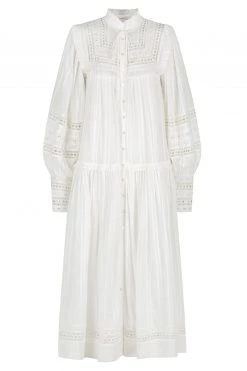 Shona Joy DRESSES LUCIA BALLOON SLEEVE FRILL MIDI DRESS - IVORY