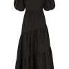 Shona Joy DRESSES ELLA SHORT SLEEVE OPEN BACK MIDI DRESS - COAL