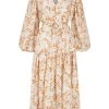 Shona Joy FLOR LINEN BALLOON SLEEVE DRAWSTRING MIDI DRESS