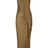 Shona Joy THALIA BIAS RUCHED MIDI DRESS - CUMIN