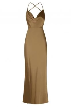 Shona Joy THALIA BIAS CUT OUT MIDI DRESS - CUMIN