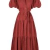 Shona Joy ELLA SHORT SLEEVE SHIRT MIDI DRESS - SANGRIA DRESSES