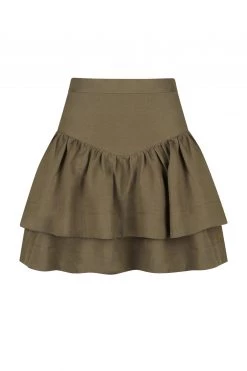 Shona Joy SKIRTS JULIANA LINEN FRILL MINI SKIRT - FOREST