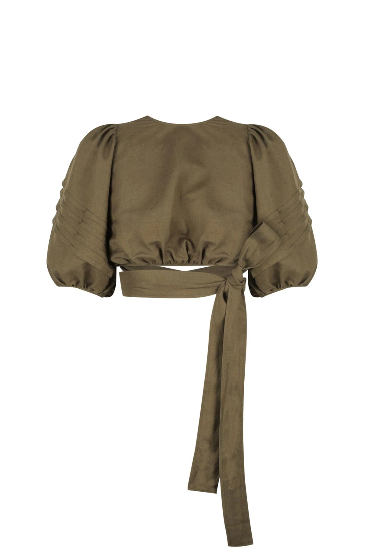 Shona Joy TOPS JULIANA LINEN SHORT SLEEVE TIE BACK CROP TOP - FOREST 1 Shona Joy TOPS JULIANA LINEN SHORT SLEEVE TIE BACK CROP TOP - FOREST