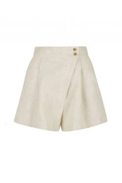 Shona Joy LUNA LINEN ASYMMETRIC SHORT - NATURAL SHORTS & PANTS
