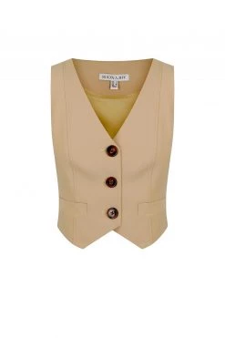 Shona Joy IVY TAILORED FITTED VEST - LATTE TOPS
