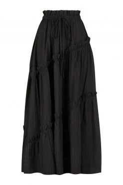 Shona Joy ELLA DRAWSTRING ASYMMETRIC MIDI SKIRT - COAL SKIRTS