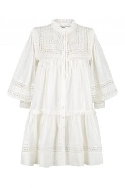 Shona Joy LUCIA BALLOON SLEEVE FRILL MINI DRESS - IVORY DRESSES