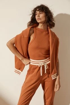 Shona Joy TOPS SJ LOGO CURVED HEM HOODIE - TURMERIC