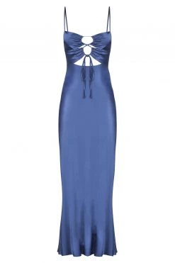 Shona Joy THALIA LACE UP MIDI DRESS - AEGEAN BLUE