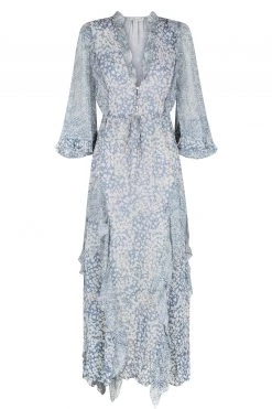 Shona Joy CANDICE BALLOON SLEEVE FRILL MIDI DRESS