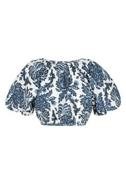 Shona Joy TOPS DIANA OPEN BACK BALLOON SLEEVE CROP TOP