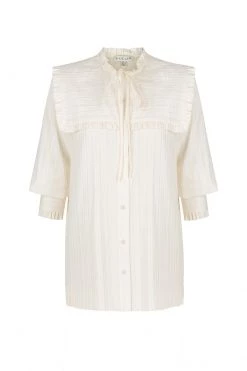 Shona Joy TOPS ELLA FRILL CAPE BUTTON UP SHIRT - VANILLA