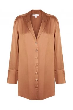 Shona Joy DRESSES LA LUNE LOUNGE SHIRT DRESS - COPPER