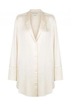 Shona Joy LA LUNE LOUNGE SHIRT DRESS - CREAM DRESSES