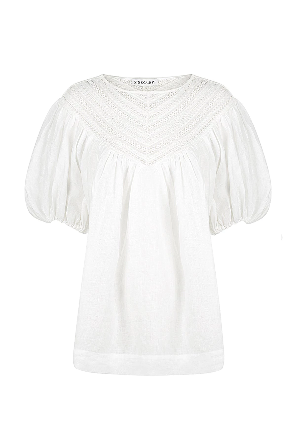 Shona Joy ADRIANA LINEN SHORT SLEEVE BLOUSE - RICE TOPS 1 Shona Joy ADRIANA LINEN SHORT SLEEVE BLOUSE - RICE TOPS