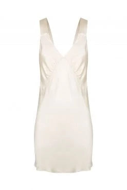 Shona Joy DRESSES LA LUNE LOUNGE PLUNGED SLIP DRESS - CREAM