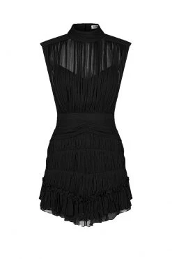 Shona Joy SAFIRA SLEEVELESS RUCHED MINI DRESS - BLACK
