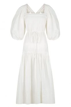 Shona Joy DRESSES PRISCILA PIN TUCK CROSS BACK MIDI DRESS - RICE