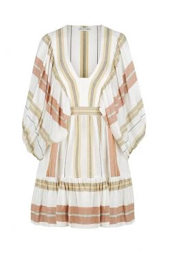 Shona Joy SUZANA LINEN PLUNGED BALLOON SLEEVE MINI DRESS