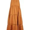 Shona Joy JOANA LINEN PIN TUCK SLEEVELESS MAXI DRESS - RUST DRESSES