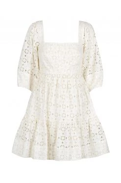 Shona Joy FRYDA LINEN SQUARE NECK MINI DRESS - RICE DRESSES